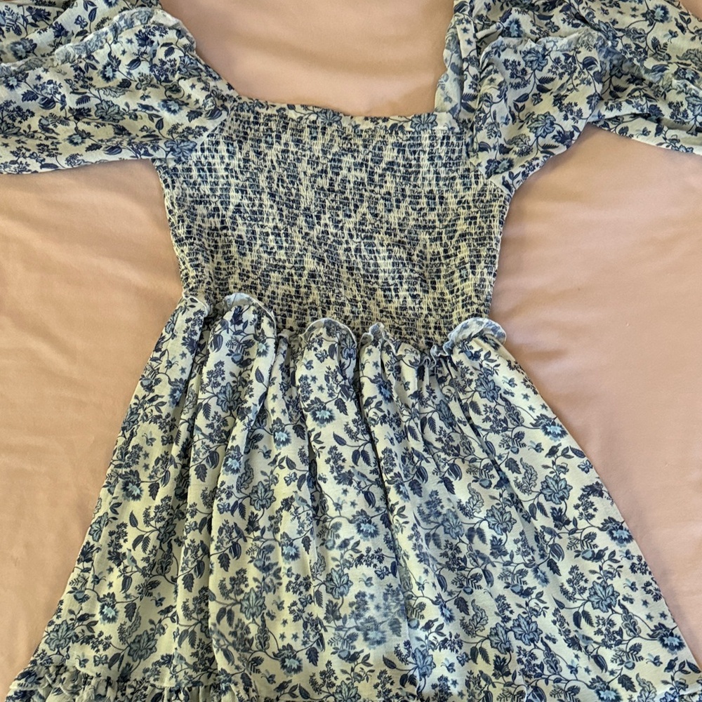 Chic Blue Floral Midi Dress